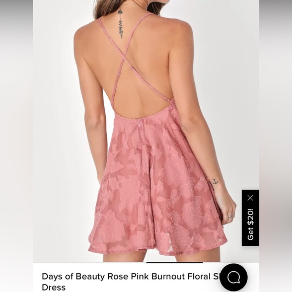 Lulus rose pink floral skater dress - Picture 3 of 7